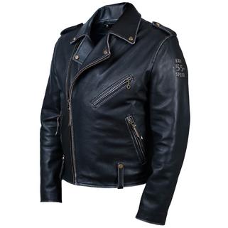 Кожаная мужская куртка косуха Crocker black (Art 7041)